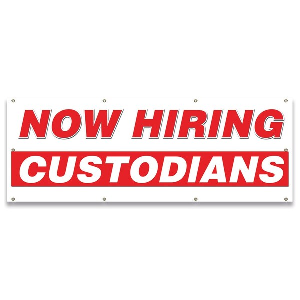 Signmission Now Hiring Custodians Banner Apply Inside Accepting Application Single Sided B-96-30226 - main